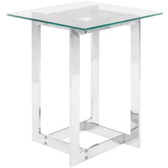 Beliani Beliani - Mesa De Centro Tablero Cuadrado De Vidrio Transparente Con Base De Metal Plateado Estilo Moderno Crystal