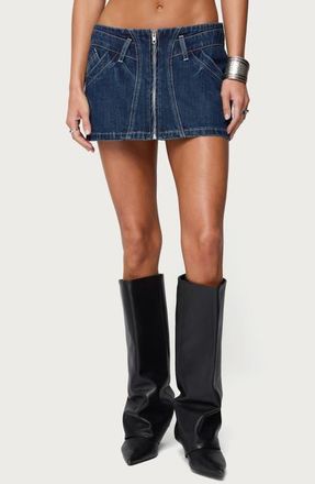 Edikted Sharlo Denim Miniskirt in Blue-Vintage-Washed at Nordstrom, Size X-Small