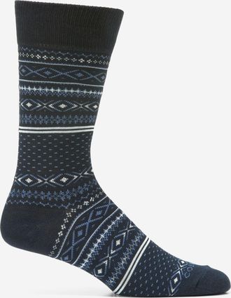 Cole Haan Mens Fair Isle Dress Crew Socks - Blue