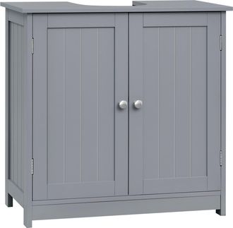 Woltu Mueble Para Debajo Del Lavabo Madera 2 Puertas Para Cuarto De Ba&ntilde;o 60x60x30cm Gris - Woltu