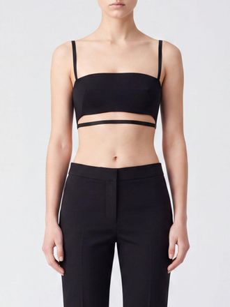 Jil Sander Top cropped slim fit in misto lana e seta con scollo quadrato