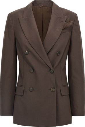 Brunello Cucinelli Tropical Luxury Wool Blazer Blazers Marrone-Donna