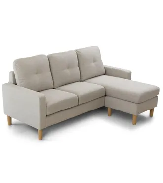 Home Heavenly Sof&aacute; chaise longue con puff reversible estilo nordico en beige