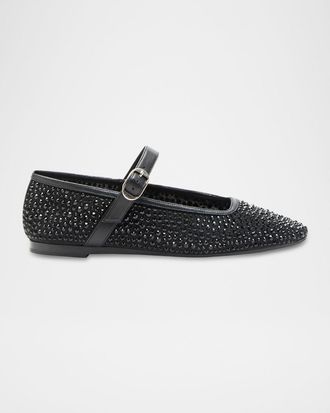 Le Monde Beryl Crystal Mesh Mary Jane Ballerina Flats