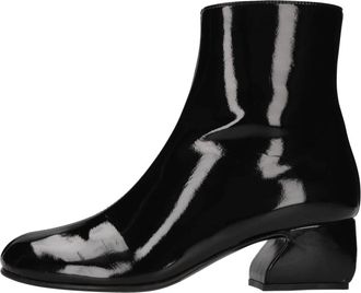 Sergio Rossi Leren enkellaarzen - Dames - Laarzen met Hak - Zwart - 36 EU - Leer - Schoenen