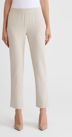 Ming Wang Stretch Deco Crepe Straight-Leg Pants in Limestone at Nordstrom, Size Xx-Small