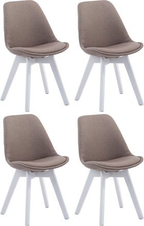 Clp Clp - Set De 4 Sillas Borneo Para Comedor En Tela Gris Topo Blanco