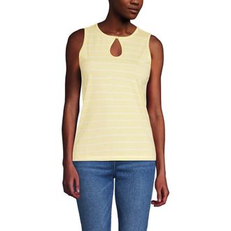 Lands End Supima Keyhole Tank in Pale Yellow/ivory Stripe at Nordstrom, Size X-Large P