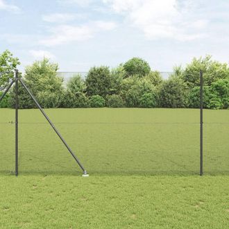 Berkfield Home Welded Wire Fence with 7 Spike Posts Grey 1, 5x10 m Steel
