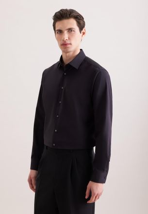 Seidensticker Businesshemd SEIDENSTICKER Schwarze Rose, Herren, Gr. XXL (45), normale &Auml;rmell&auml;ngen, schwarz, 100% Baumwolle, unifarben, tailored fit, 2-Knopf-Mansche