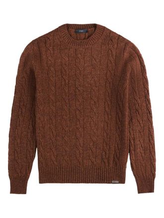 Fay cable-knit crew-neck sweater - Brown