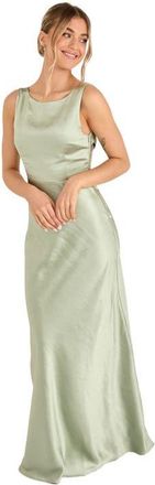 Six Stories Cowl Back Satin Bridesmaid Dress in Sage at Nordstrom, Size 12