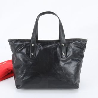 Bally Black Leather Coated Canvas Handbag Shoulder Bag Tote Bag (Pre-Owned)