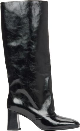Estro & Luminara Zwarte Lakleren Knielaarzen - Dames - Laarzen met Hak - Zwart - 35 EU - Leer - Schoenen