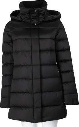 Moorer Delia SE3 Black Quilted Hooded Puffer Coat
