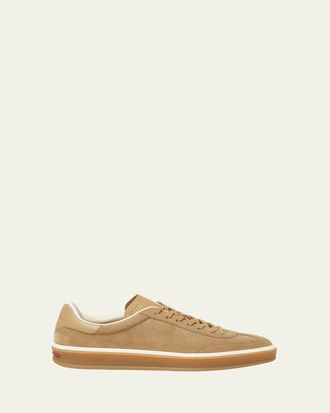 Loro Piana Mens Tennis Walk Suede Low-Top Sneakers