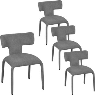 Woltu Woltu Juego De 4 Sillas De Cocina Tapizadas En Lino Colorado Comedor Sal&oacute;n Restaurante, Gris Ahumado