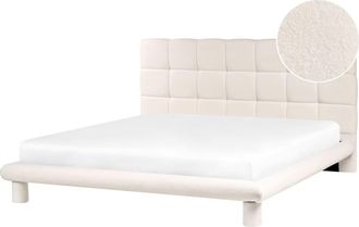 Beliani Cama matrimonial de tejido blanco 180x200