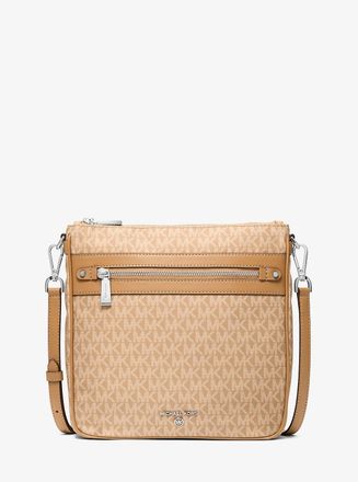 Michael Kors Jet Set Large Logo Print Woven Crossbody Bag