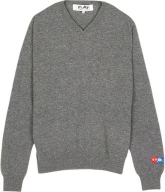 Comme Des Gar&ccedil;ons FW25 x Invader Double Pixel Heart Knitwear Grey AZ-N086-051-3