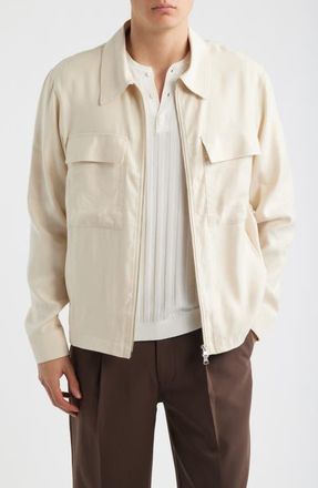 Nn.07 Alban 1808 Canvas Zip-Up Shirt Jacket in Ivory at Nordstrom, Size Xx-Large