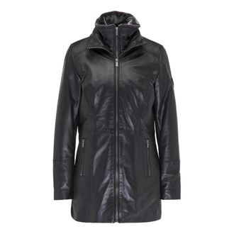 Carlo Colucci Lange Donatella leren jas - Dames - Leren en Su&egrave;de Jassen - Zwart - XL - Jassen
