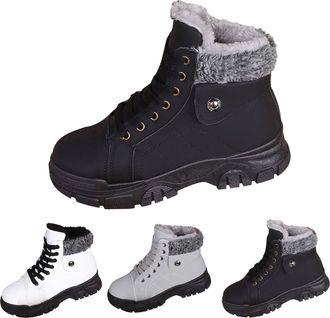 Generic Womens Lace Up Ankle Boots Size 4.5 Winter Warm Fur Lined Snow Shoes Ladies Waterproof Non-Slip Walking Boots Outdoor Casual Comfy Hiking Sneakers wit