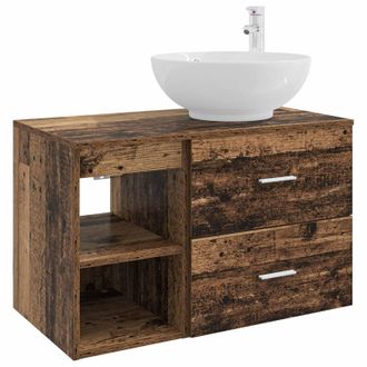 vidaXL Juego De Muebles De Ba&ntilde;o 2 Pcs Madera Envejecida Vidaxl