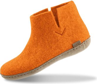 Glerups dk Boot Slippers Women and Men with Leather Sole (Orange) | Unisex Wool Slipper Boots | Comfy Mens and Womens Slipper Boots | Cosy Gents and Ladies Boot 