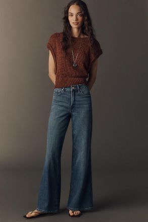 Good American Soft-Tech Good Waist Ankle High-Rise Wide-Leg Jeans
