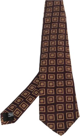 HUGO BOSS Boss By Hugo Boss Burgundy Square Patterned Silk Jacquard Traditional Tie