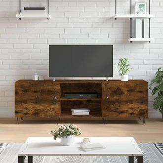 Berkfield Home TV Cabinet Smoked Oak 150x30x50 cm Engineered Wood in Brown | Size: 150 x 30 x 50 cm