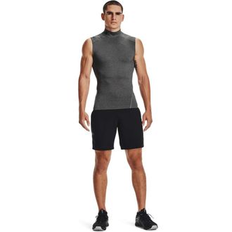 Under Armour Mens HeatGear Armour Compression Mock Sleeveless, Carbon Heather (090)/Black, X-Large