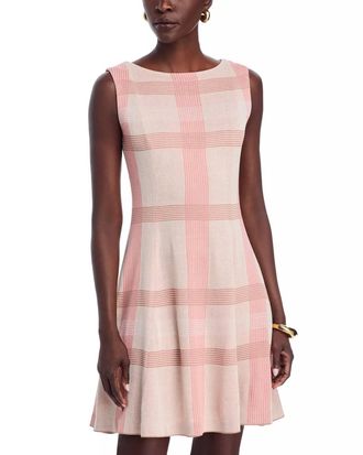 Misook Fit And Flare Dress In Med Pink