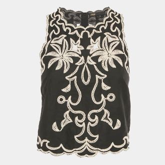 Maje Black Embroidered Cotton Top