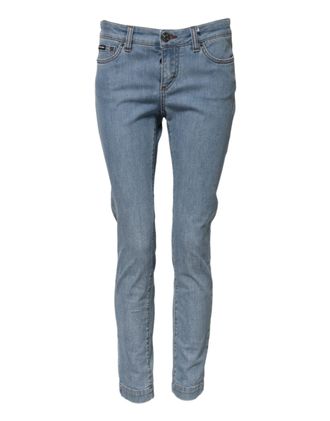 Dolce & Gabbana Womens Blue Cotton Pretty Midwaist Skinny Denim Jeans Elastane Clothing