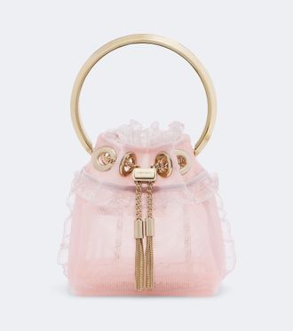 Jimmy Choo London Bon Bon Micro lace-trimmed bucket bag
