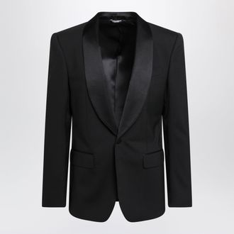Dolce & Gabbana Giacca Sicilia tuxedo monopetto in lana stretch nera