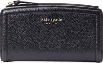Kate Spade New York knott pebble leather slim zip wallet in Black at Nordstrom