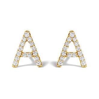 House of Brilliance 10K Gold 1/10 Cttw Diamond Initial A to Z Stud Earring in Yellow Gold | A at Nordstrom