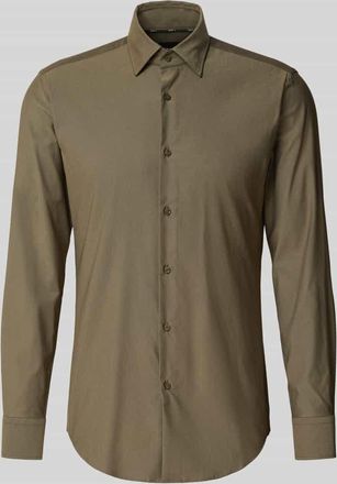 HUGO BOSS Slim Fit Businesshemd mit Kentkragen Modell HANK in Oliv, Größe 38