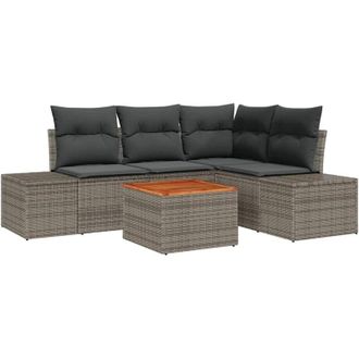vidaXL Garden Sofa Set with Storage 5 pcs Grey Poly Rattan vidaXL