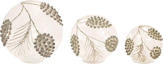 Melrose International LED Frosted Gold Pinecone Orb (Set of 3) - White, Gold