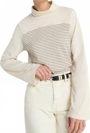 Nation Ltd Tamara Turtleneck Top In Espresso Pinstripe