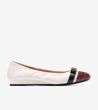 Cole Haan Womens Go-to Tova Bow Ballet Flats - White Size 10.5