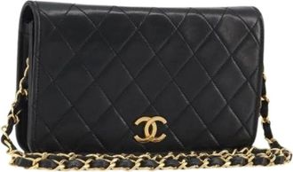 Chanel Pre-owned Cross Body Bags, female, Black, Size: ONE SIZE Pre-owned Vintage Lambskin Shoulder Bag