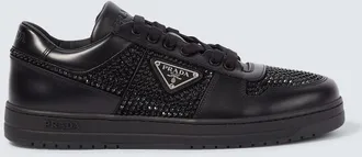 Prada Downtown crystal-embellished leather sneakers