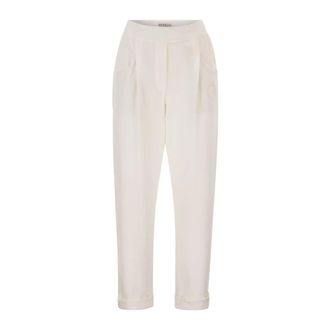 Brunello Cucinelli Gekreukte Broek - Dames - Broeken - Wit - Maat: XS Katoen
