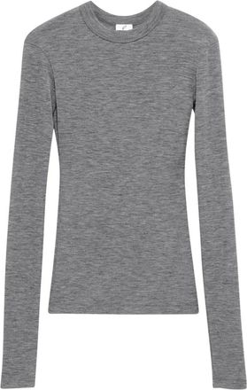 Bite Studios Jersey Wol met Lange Mouwen - Dames - Longsleeves - Grijs - L - Wol - Tops