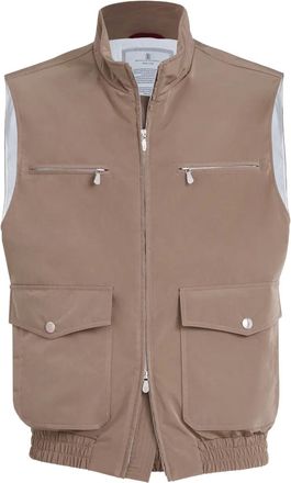 Brunello Cucinelli Gilet imbottito con zip - Marrone